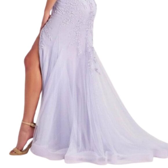 NWT Colette By Daphne CL8645 Glitter Tulle Evening Dress Lilac Size 10 - Picture 4 of 7